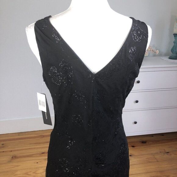 New Faith Love Passion Dress 9 Black Sparkle Surplice Sleeveless Sheath Cocktail - Picture 11 of 12